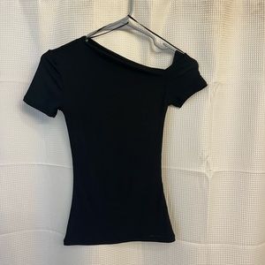 Zara NWOT black asymmetric sheer top - size M